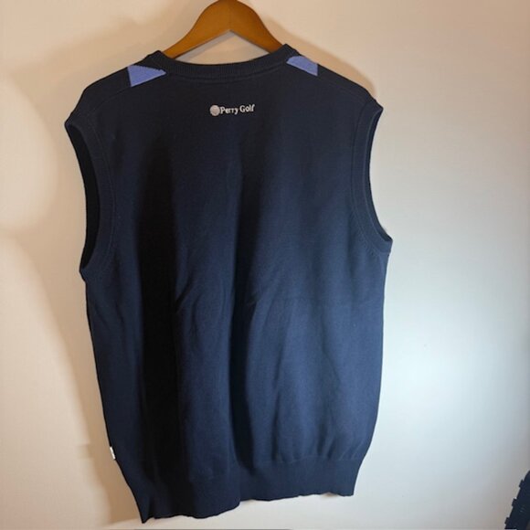 Perry Golf Sweater Mens XL Argyle Plaid V-Neck Cotton Pullover Vest Preppy - Picture 2 of 10